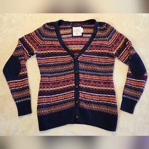 H&M LOGG Fair Isle Boho Knit Button Cardigan Medium